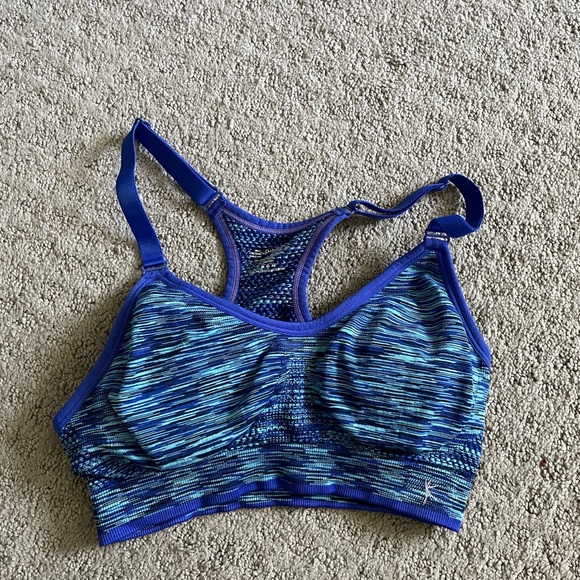 Striped Blue Workout Bra - Picture 1 of 3